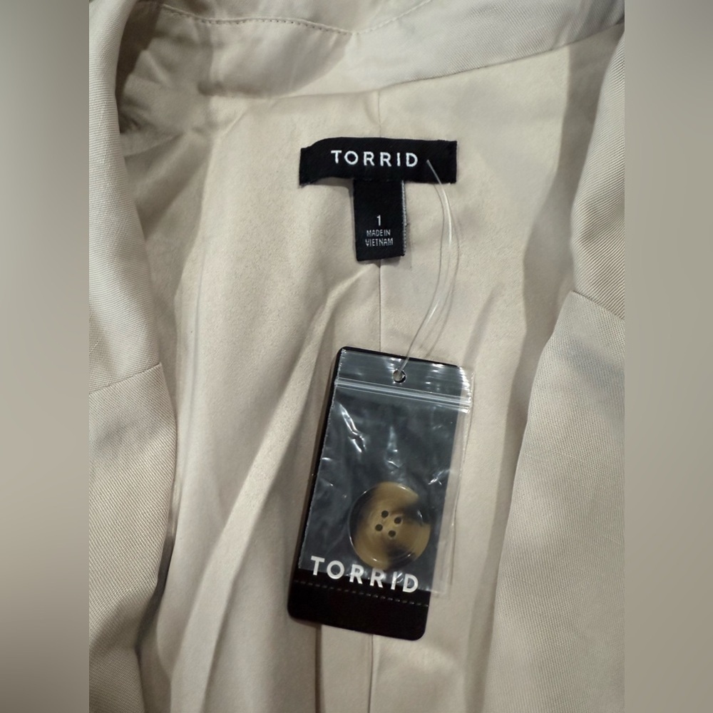 TORRID JACKET BLAZER STUDIO LINEN BLEND TOP sz 1 - Picture 2 of 7